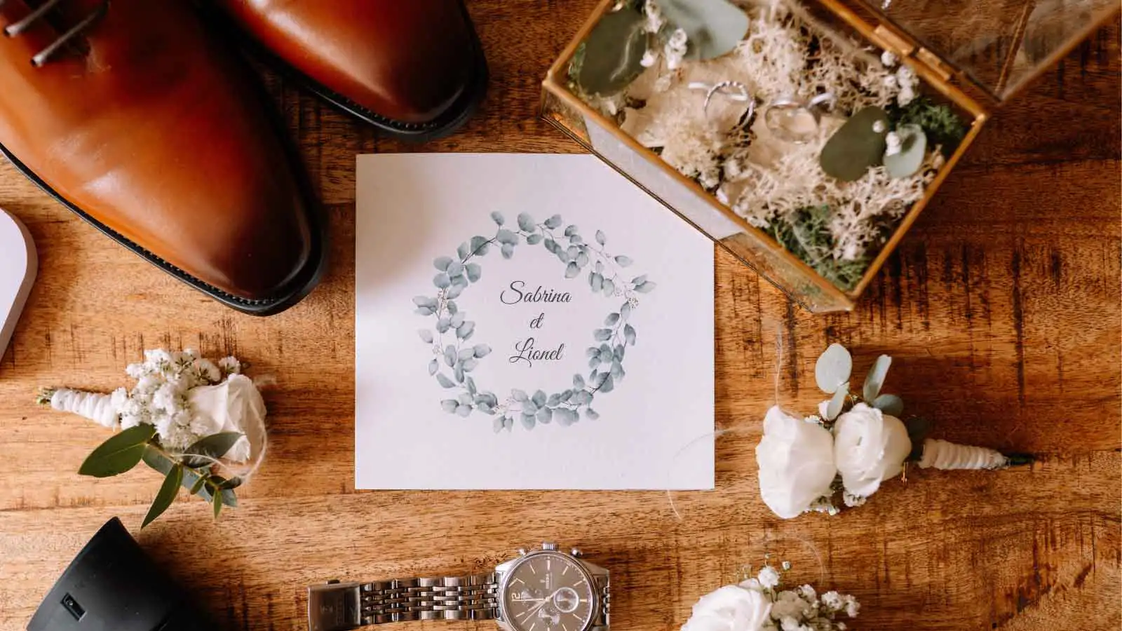 Faire-part de mariage champêtre eucalyptus