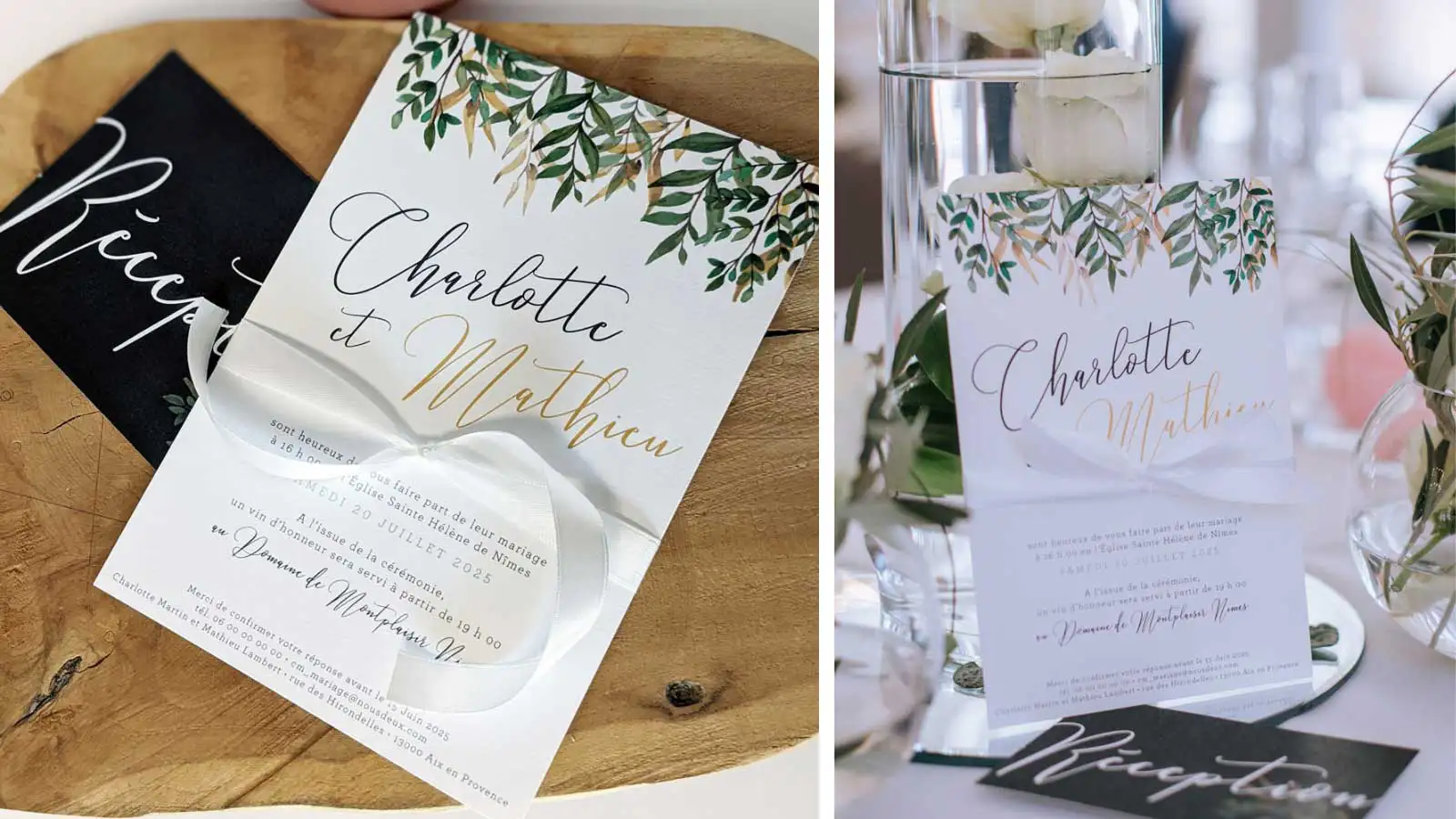 Faire-part de mariage et carte champêtre