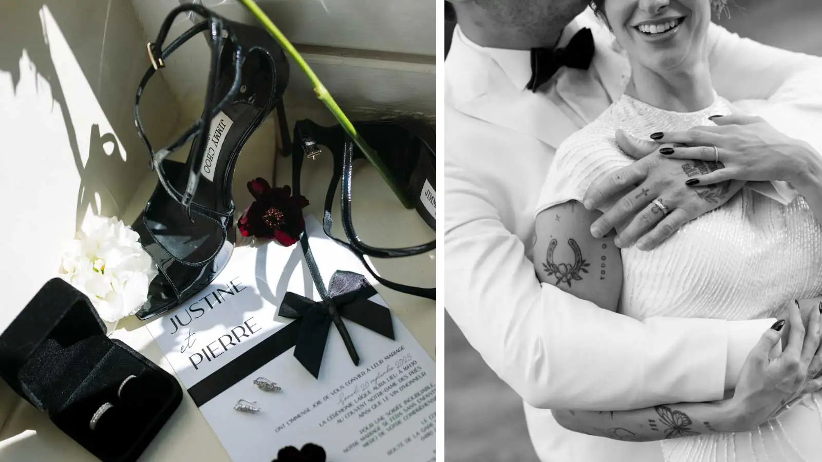 Faire-part de mariage noir et blanc